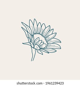 Abstract Flowers Vector Signs or Logo Templates. Retro Floral Illustration with Classy Typography. Feminine Logo. Modern Logo Template for florist, photographer, fashion blogger, design studio.