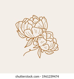 Abstract Flowers Vector Signs or Logo Templates. Retro Floral Illustration with Classy Typography. Feminine Logo. Modern Logo Template for florist, photographer, fashion blogger, design studio.