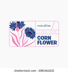 Abstract Flowers Vector Signs or Logo Templates. Retro Floral Illustration with Classy Typography. Feminine Logo. Modern Logo Template for florist, photographer, fashion blogger, design studio.