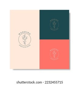 Abstract Flowers Vector Signs or Logo Templates. Feminine Logo. Modern Logo Template for florist, photographer, Wedding organizer, design studio.