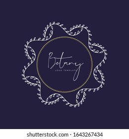 Abstract Flowers Vector wreath Templates. Retro Floral Illustration with Classy Typography. Feminine Logo. Modern Logo Template for florist, photographer, fashion blogger, design studio.