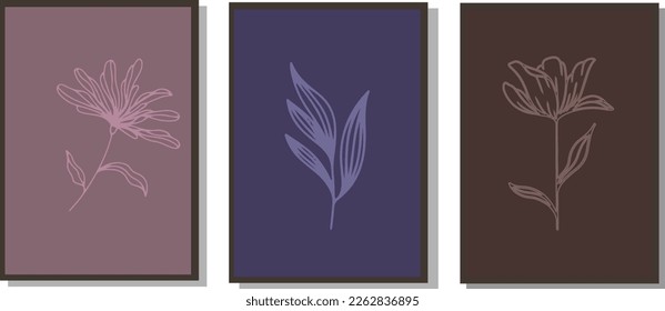 
abstract flowers wall art frame design. eps