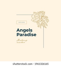 Abstract Flowers Women Vector Signs or Logo Templates. Retro Floral Illustration with Classy Typography. Feminine Logo. Modern Logo Template for florist, photographer, fashion blogger, design studio.