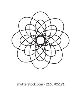 abstract flower.vector geometric flower outline pattern  made of circle.Black Outline Flower Vector Assemble the circle decoration on a white background.Flower illustration. Logo combination pattern.