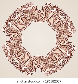 Abstract flowery ornament in pastel rose pink shades