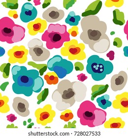 Abstract flowery pattern. Seamless floral background for wrapping, textile, wallpaper.  Modern vector flourish texture.