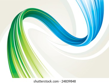 Abstract flowing background of blue and green twisted, vector layered.