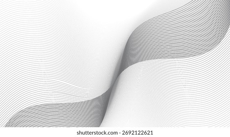 Abstractas fondo fluido con delicadas líneas grises que crean formas suaves y onduladas contra un lienzo blanco brillante y limpio, agregando profundidad y movimiento a la composición minimalista