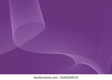 Um fundo abstrato e fluido com linhas brancas delicadas, criando uma sensação de movimento e profundidade contra um fundo roxo sólido