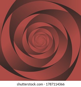 Abstract flowing background with gradient twisted circles and spiral. Dark red and rose colored texture of whirlpool. 