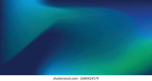 Abstract flowing background with gradients of deep blue, turquoise, and teal merging in a smooth, curved wave pattern creating a serene and modern aesthetic appeal.Eps 10