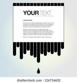 Abstract flowing black paint design vector background with text box