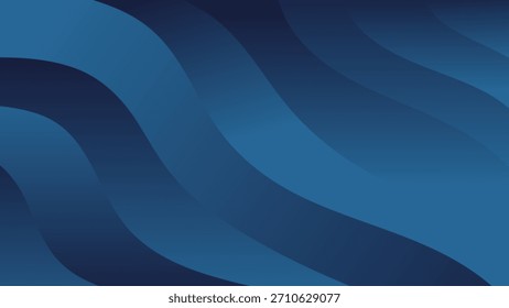 Vector de patrón de ilustración de fondo de diseño de líneas de onda azul que fluye Abstractas