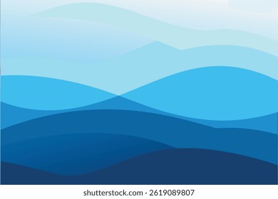 Abstract flowing blue waves. Summer lake water and beach wave lines in a seamless vibrant vector texture.