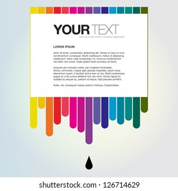 Abstract flowing color paint design vector background with text box