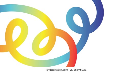 Las Abstractas curvas fluidas en un vibrante gradiente de amarillo, naranja, rojo y azul crean un elemento visual dinámico y lúdico adecuado para proyectos de Diseño gráfico modernos.