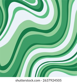 Abstract flowing design with wavy,  green lines on a light background