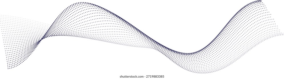 Ilustración de onda de punto de flujo Abstractas que muestra movimiento dinámico de partículas, flujo de datos digitales, Tecnología futurista Diseño de forma de onda inspirado