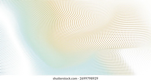 Forma de curva de gradiente de semitono de patrón de onda de partículas de puntos de flujo Abstractas aislado sobre fondo blanco. Vector en concepto de tecnología, ciencia, música, Fondo de pantalla de pantalla de escritorio médico y moderno.