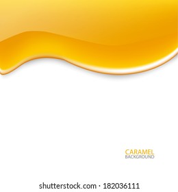 Abstract flowing down honey, drips, caramel background. Vector Illustration