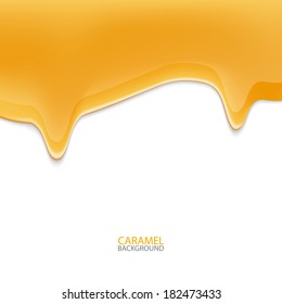 Abstract flowing down honey, drips, caramel background. Vector Illustration