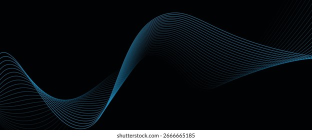 Abstract Flowing Dynamic Colorful Wave Lines on Black – AI Technology and Digital Communication Concept
