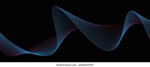 Abstract Flowing Dynamic Colorful Wave Lines on Black – AI Technology and Digital Communication Concept
