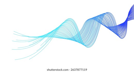 Abstract flowing dynamic wavy lines isolated on transparent background. Digital motion element for design technology background.