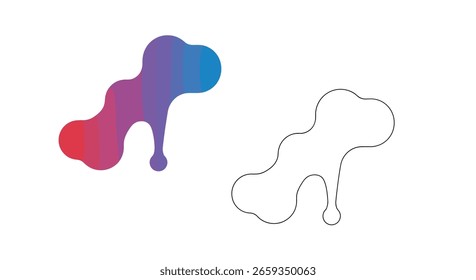 Abstract flowing gradient shape with outline representing organic fluid motion and cellular forms