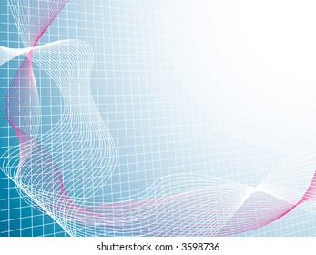 Abstract flowing illustration design placed over a white grid