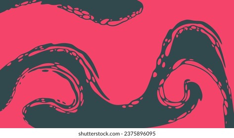 An abstract flowing inkscape vector design in bright magenta and deep teal