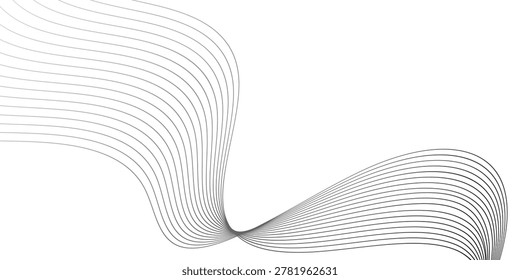 Abstract Flowing Line Art Design Showing Dynamic Curved Patterns and Smooth Transitions Between Shapes Isolated on Transparent Background