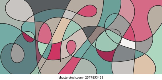 abstract flowing line and Color Block design cover background