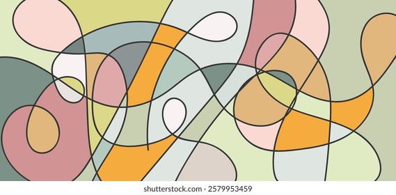 abstract flowing line and Color Block design cover background