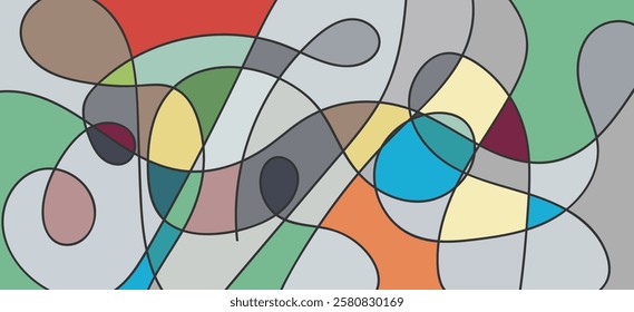 abstract flowing line and Color Block design cover background