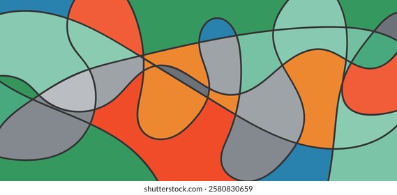 abstract flowing line and Color Block design cover background