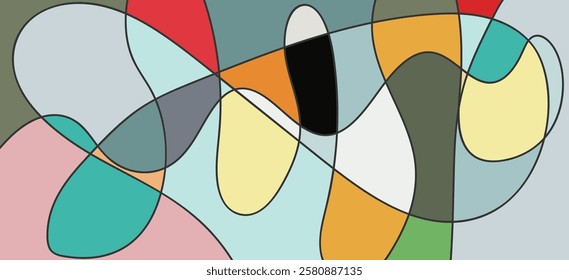 abstract flowing line and Color Block design cover background