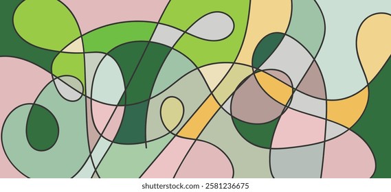 abstract flowing line and Color Block design cover background
