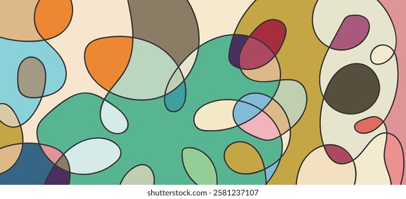 abstract flowing line and Color Block design cover background