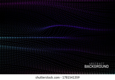 Abstract flowing line digital technology, smooth particle wave, big data techno, design concept background and wallpaper, vector eps