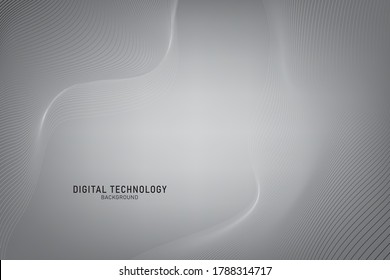Abstract flowing line digital technology, smooth particle wave, big data techno, design concept background and wallpaper, vector eps