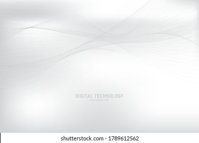 Abstract flowing line digital technology, smooth particle wave, big data techno, design concept background and wallpaper, vector eps