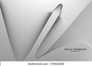 Tecnología digital de línea de flujo abstracta, onda de partículas lisas, tecnología de datos grandes, fondo de concepto de diseño y papel tapiz, eps vectoriales