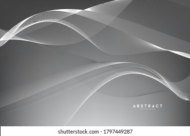 Abstract flowing line digital technology, smooth particle wave, big data techno, design concept background and wallpaper, vector eps