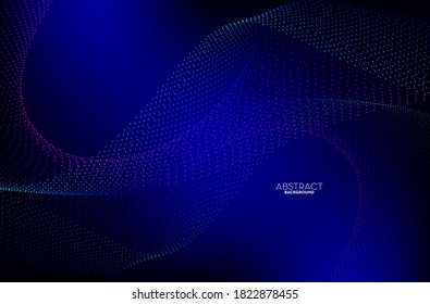 Abstract flowing line digital technology, smooth particle wave, big data techno design concept background wallpaper, vector eps