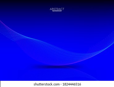 Abstract flowing line digital technology, smooth particle wave, big data techno design concept background wallpaper, vector eps
