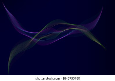 Abstract flowing line digital technology, smooth particle wave, big data techno, design concept background and wallpaper, vector eps

