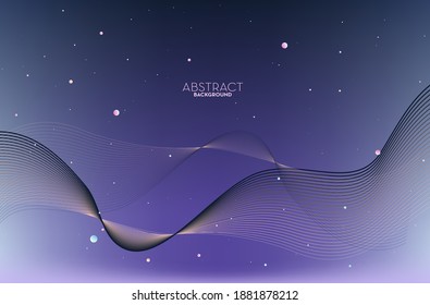 Abstract flowing line digital technology, smooth particle wave, big data techno design concept background wallpaper, vector eps
