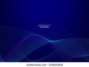 Abstract Flowing Line Digital Technology, Smooth Particle Wave, Big Data Techno Design Concept Background Wallpaper, Vector Eps
