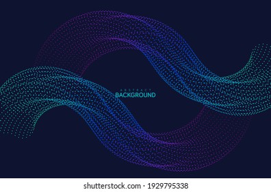 Abstract flowing line digital technology, smooth particle wave, big data techno design concept background wallpaper, vector eps
